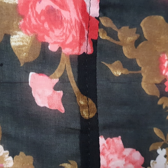 Zara Basic black floral semi transparentTop Size S - Picture 8 of 12